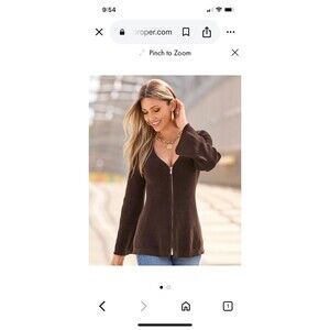 Boston Proper A Line Bell Sleeve Zip Up Cardigan